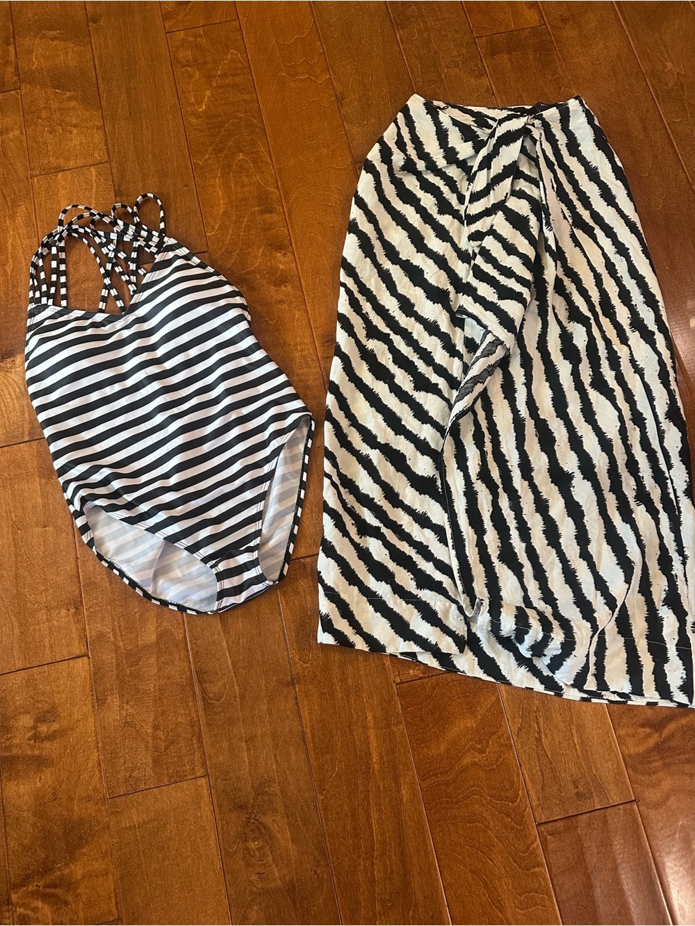 Black & White Striped One-Piece Swimsuit